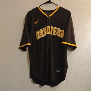 Nike MLB San Diego Padres Brown and Yellow Jersey - Large